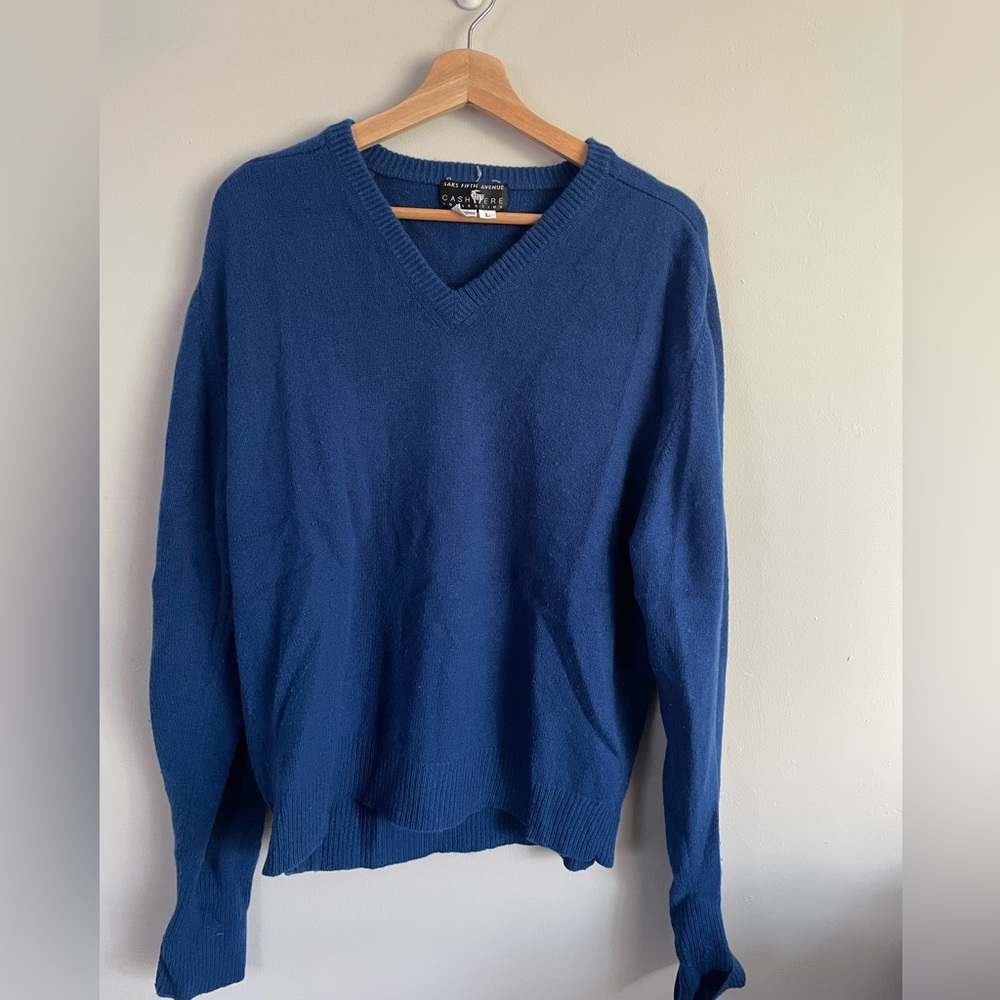 (SOLD) Saks Fifth Avenue Cobalt Blue V-Neck Sweater